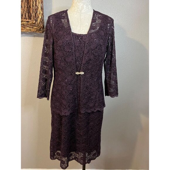 R & M Richards Dress & Jacket Purple 14P 14 P Cruise Wedding Party - Picture 6 of 12
